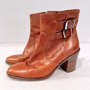 J.‎ Crew Brown Leather Dean Ankle Double Buckle Boots Women's Size 8 07045